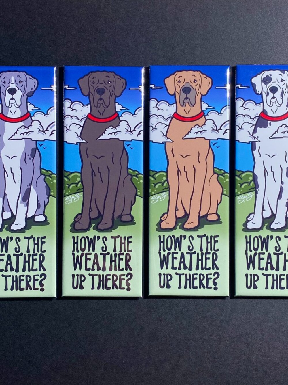 Great Dane Dog Magnet How's the Weather Up There?  Funny Handmade Decor Gift